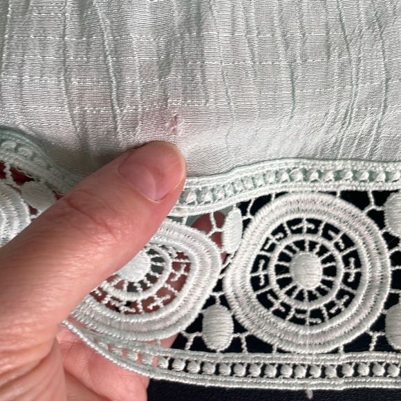 Indigo Soul Gauze Crochet Lace Trim Balloon Sleeve Tunic Top 2XL - Picture 11 of 11